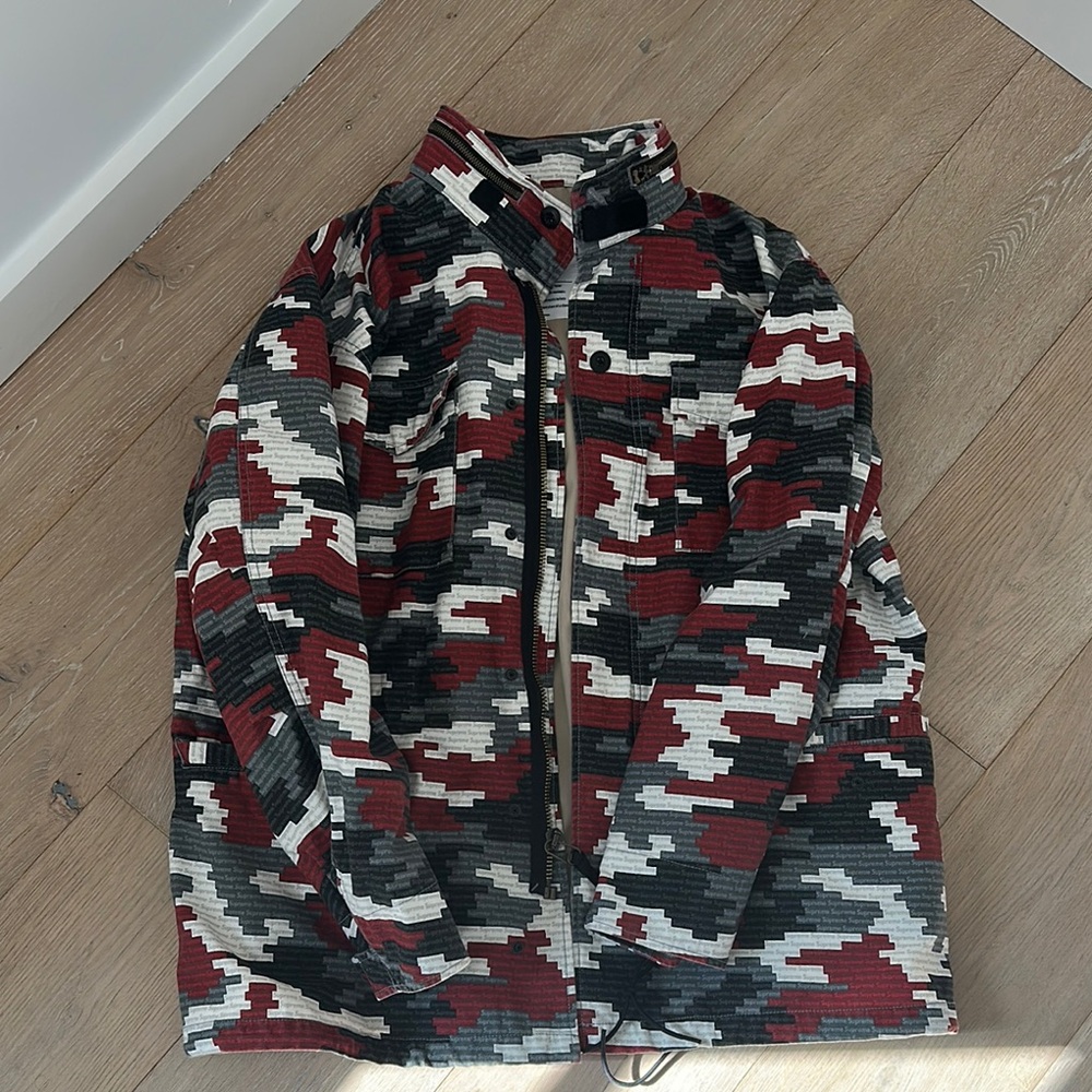 Supreme Red and Black Military Field Jacket
